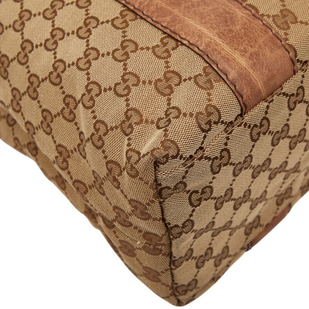Gucci GG Canvas Bamboo Tote Bag Beige Brown Leather - Picture 7 of 10